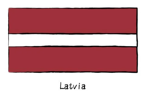 Analog hand-drawn world flag, Latvia Stock Illustration