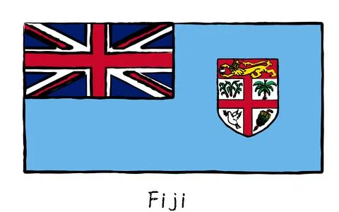 Analog hand-drawn world flag, Fiji Illustrazione stock