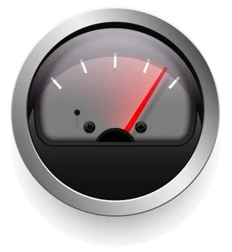 Analog indicator with an arrow. The device is a level or pressure display. Dark Stock Illustration