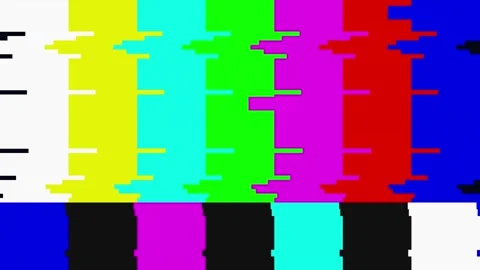 Analog intentional distortion featuring retro glitch effects and VHS signal Stock Footage 345875489