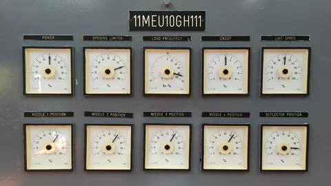 The analog meter that indicates the different variables in a power plant Fotos de archivo