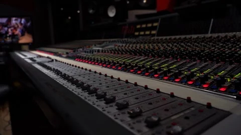 Analog Mixing Console at Professional Recording Studio, 72 channels Stock Footage 296059924