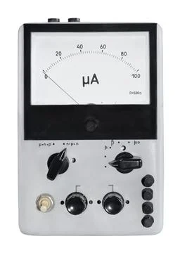 Analog old measuring and testing instrument. Isolated on the white background Stock Photos