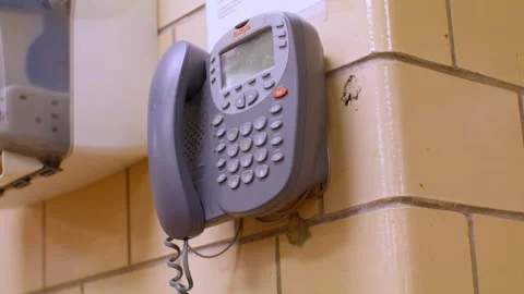 Analog phone on a wall. Stock Footage 305047386