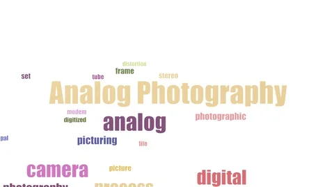 Analog Photography Tag Cloud Animated Isolated On White Video stock 107245607