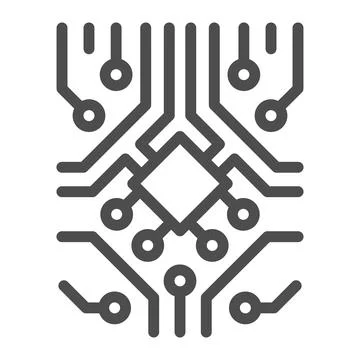 Analog processor circuit with diode and microchip line icon, electronics concept Stockillustratie