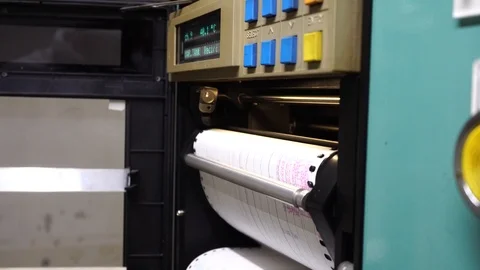 Analog recorder printing ink into graph paper. Stock Footage 104613214