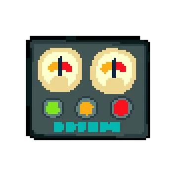 Analog retro control panel pixel art vector illustration Ilustração Stock