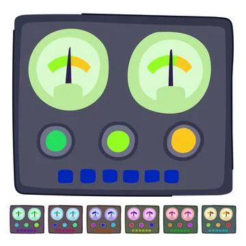 Analog retro control panel vector cartoon graphic Illustrazione stock