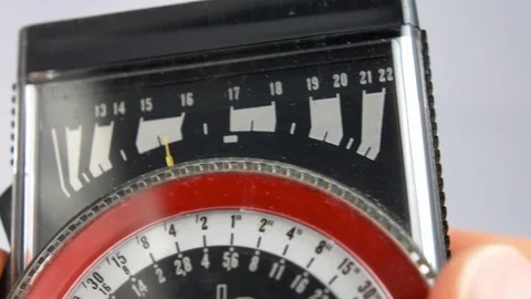 Analog Retro Exposure Light Meter Close-up Stock Footage 121312416