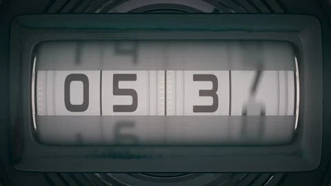 Analog Rolling Drum Clock Counter Fast Spinning 24 Hour Loop Stock Footage 328018169