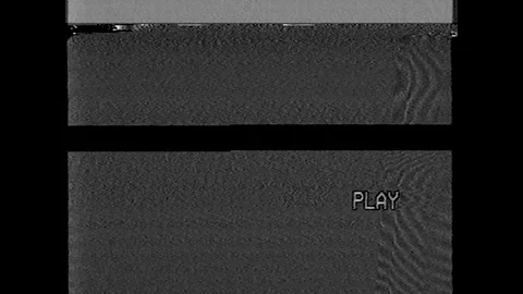 Analog Sequence: 16mm Telecine Roll-off to VHS Macroblock Glitch, Noisy Blue OSD Stock-Footage 332686486