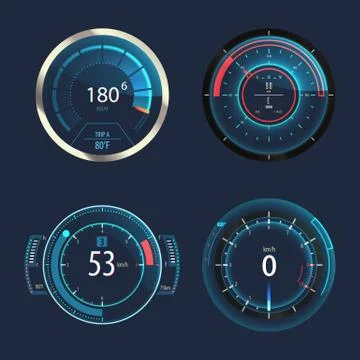 Analog speedometer, odometer for car speed panel Stock Illustration