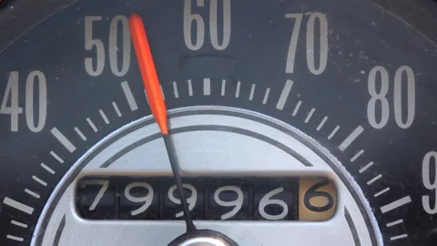 Analog Speedometer Showing Approximately 51 MPH Stock Footage 303118596