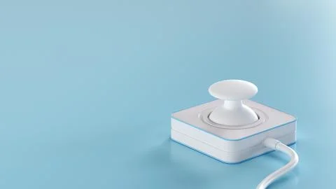 Analog stick . Rotating controller. Blue background minimalism Stock Illustration