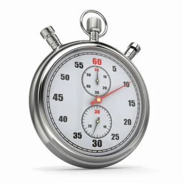 Analog stopwatch on white isolated background. 3d Stock Illustration