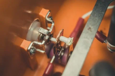 Analog temperature controller in an electric dryer for dehydrating vegetables Stock Photos