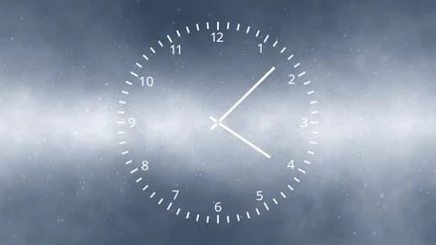 Analog time clock on silver blue animation background Stock Footage 337573678