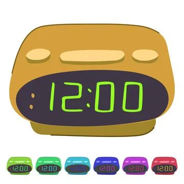 Analog travel alarm clock vector cartoon graphic Stock Illustration