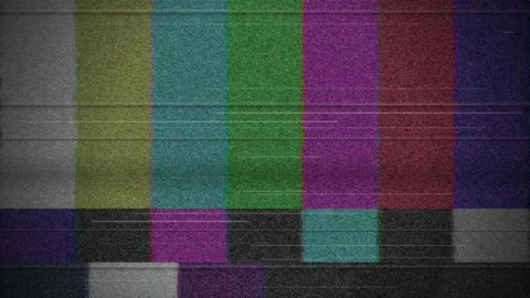 Analog TV Color Bars with Heavy Static Noise and Tracking Lines Stock Footage 342016341