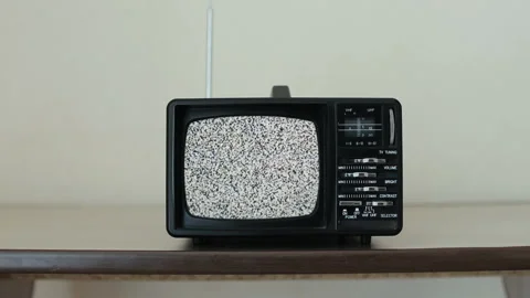 Analog TV with signal bad interference Video stock 114411112