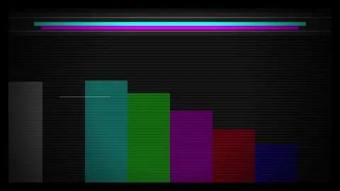 Analog vintage video overlay featuring retro CRT scanlines and colorful signa Stock Footage 345866732