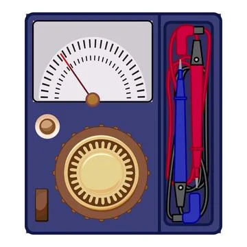 Analog voltmeter measuring voltage with dial and probes Stock Illustration