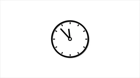 Analog wall clock .12 hour time animation and white background. Stock Footage 299504176