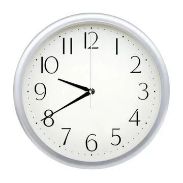 Analog wall clock Analog wall clock isolated on white background. Copyrigh... Stock Photos