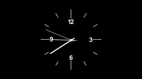 Analog wall clock animation on a black background. Stockbeeldmateriaal 297952194