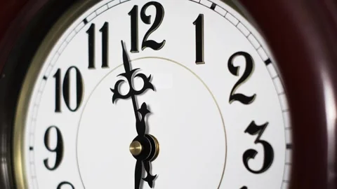Analog Wall Clock Hands Complete 12-Hour Cycle Timelapse Stock Footage 308231000