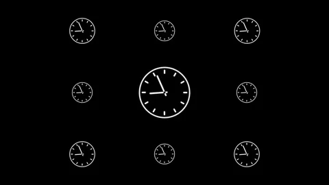Analog wall clock icon 12 hour time animation and background. Stock Footage 303196060