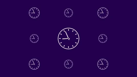 Analog wall clock icon 12 hour time animation and background. Stock Footage 303196081