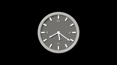 Analog wall clock isolated with roman numerals animation Stock Footage 336887592