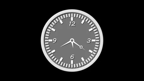 Analog wall clock isolated showing five minutes to twelve animation Stock Footage 336887020