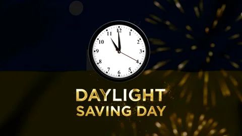 Analog wall clock showing time adjustment for daylight saving day event conce Stock Footage 346541221