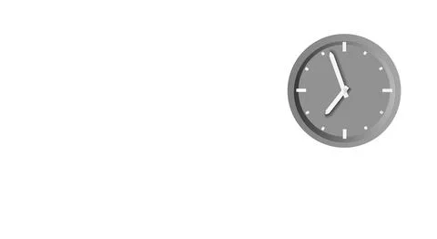 Analog wall clock showing time 19 hours and 55 minutes, white background. C.. Stock Illustration