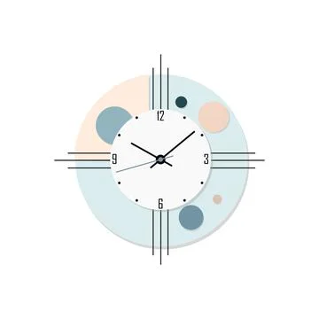 Analog wall clock with a smooth round frame and clear clock face 스톡 일러스트