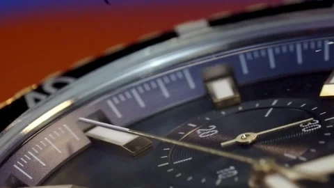 Analog watch dials ticking seconds hand macro closeup Stock Footage 324938706