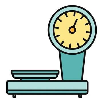 Analog weighing scale measuring weight with dial gauge Stock Illustration