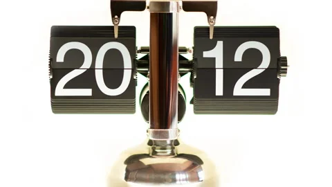 Analog Year Counter Counting 2000-2027 (Flip-Clock Style | Timelapse | Wide) Stock Footage 285820362