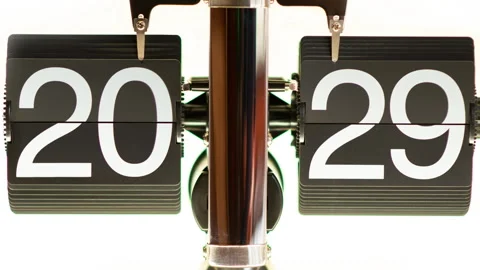 Analog Year Counter Counting 2000-2029 (Flip-Clock Style | Timelapse | ZOOM IN) Stock-Footage 304275616