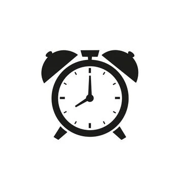 An analogic alarm clock on a white background with copy space 스톡 일러스트