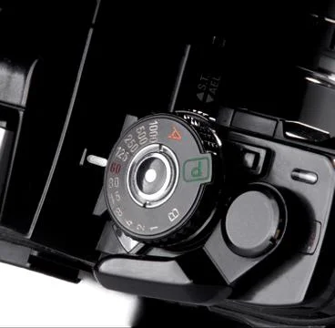 Analogic camera closeup on white background Stock Photos