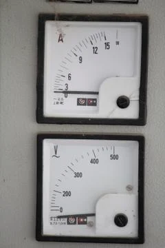 Analogue voltage meter, stabilizer Stock Photos