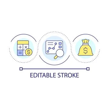 Analyse and calculate profit loop concept icon Stock Illustration