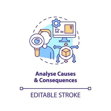 Analyse causes and consequences concept icon Stock Illustration