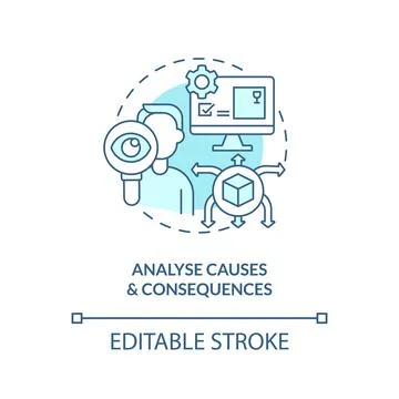 Analyse causes and consequences turquoise concept icon 스톡 일러스트