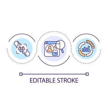 Analyse customer activity on webpage loop concept icon Stock Illustration