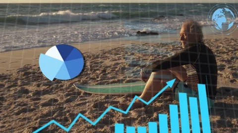 ANALYSING box appearing initiating tech charts covering senior man by board Stock Footage 333035309